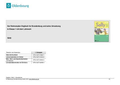 Der Rahmenplan Englisch für Brandenburg und seine Umsetzung in Klasse 1 mit dem Lehrwerk Sally  Überblick der Materialien