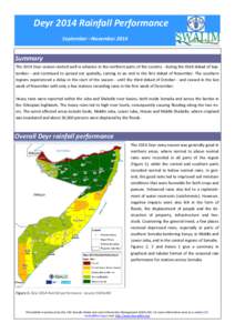 Deyr 2014 Rainfall Performance   September –November 2014     Summary 