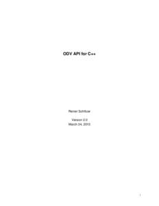 ODV API for C++  Reiner Schlitzer Version 2.0 March 24, 2015