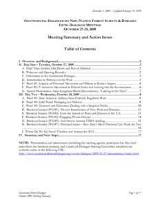 December 3, 2009 – Updated February 19, 2010  CONTINENTAL DIALOGUE ON NON-NATIVE FOREST INSECTS & DISEASES FIFTH DIALOGUE MEETING OCTOBER 27-28, 2009