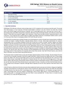 GMI Ratings’ 2013 Women on Boards Survey Kimberly Gladman, Ph.D., CFA, Managing Director, ESG Research Michelle Lamb, Senior Research Associate AprilTable of Contents