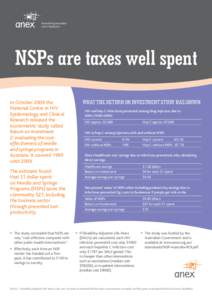 Networking Australian Harm Reduction NSPs are taxes well spent In October 2009 the National Centre in HIV