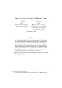 Differentiated Standards and Patent Pools∗ Aaron Schiff IER, Hitotsubashi University 