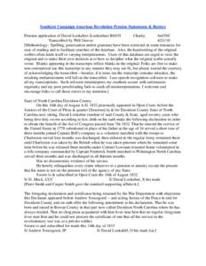 Southern Campaign American Revolution Pension Statements & Rosters Pension application of David Lookebee (Lookinbee) R6439 Charity fn43NC Transcribed by Will Graves[removed]