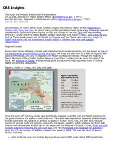 The Kurds and Possible Iraqi Kurdish Independence