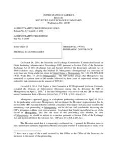 UNITED STATES OF AMERICA Before the SECURITIES AND EXCHANGE COMMISSION Washington, D.C[removed]ADMINISTRATIVE PROCEEDINGS RULINGS Release No[removed]April 14, 2014