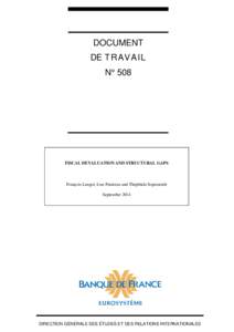 DOCUMENT DE TRAVAIL N° 508 FISCAL DEVALUATION AND STRUCTURAL GAPS