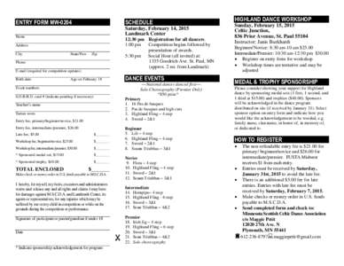 ate  ENTRY FORM MW-0204 SCHEDULE Saturday, February 14, 2015