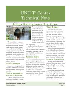 UNH T2 Center Technical Note Bridge Maintenance Practices Plants create and expand cracks. Remove small plants from the abutments and other