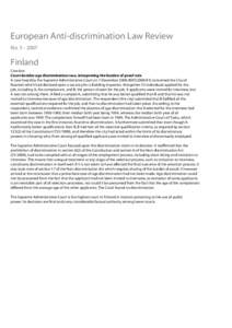 European Anti-discrimination Law Review No[removed]Finland Case law Court decides age discrimination case, interpreting the burden of proof rule