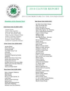 2014 CLOVER REPORT [Story Subtitle or summaryCONTRIBUTORS TO THE FOUNDATION Donations to the General Fund