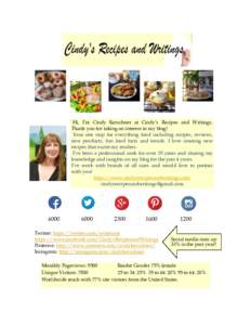 Hi, I’m Cindy Kerschner at Cindy’s Recipes and Writings. Thank you for taking an interest in my blog! Your one stop for everything food including recipes, reviews, new products, fun food facts and trends. I love crea