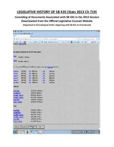 LEGISLATIVE HISTORY OF SB 435 (Stats 2013 Ch 719)  Consis ng of Documents Associated with SB 435 in the 2013 Session  Downloaded from the Oﬃcial Legisla ve Counsel Website  (Organized in Ch