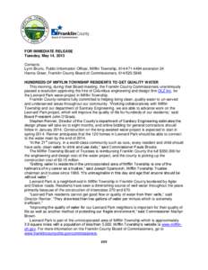 FOR IMMEDIATE RELEASE Tuesday, May 14, 2013 Contacts: Lynn Bruno, Public Information Officer, Mifflin Township, [removed]extension 24 Hanna Greer, Franklin County Board of Commissioners, [removed]HUNDREDS OF MIFF
