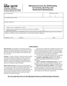 FORM  MW 507P Comptroller of Maryland Revenue Administration Division