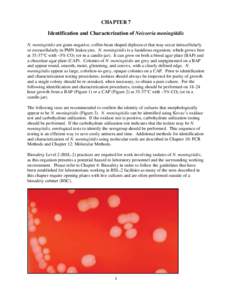 Laboratory Methods for the Diagnosis of Meningitis - CHAPTER 7: Identification and Characterization of Neisseria meningitidis