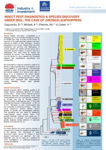 INSECT PEST DIAGNOSTICS & SPECIES DISCOVERY UNDER iBOL: THE CASE OF OROSIUS LEAFHOPPERS Gopurenko, D (1);