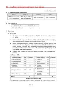 3.3  Academic Assessment and Report Card System Revised on 9 JanuaryA. Organized Tests and Examinations