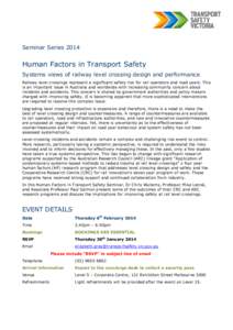 Microsoft Word - Invitation [Final] - 6 February[removed]Human Factors Seminar - Level ~ Transport Safety Victoria (TSV)