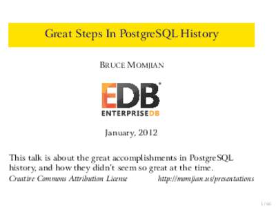 Great Steps In PostgreSQL History