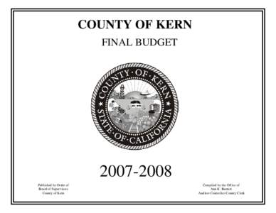 COUNTY OF KERN FINAL BUDGET[removed]Published by Order of Board of Supervisors