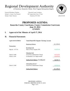 Regional Development Authority of Charleston- Kanawha County, West Virginia Metropolitan Region Damron B. Bradshaw, President Kanawha County Courthouse 407 Virginia Street, East, 2nd Floor