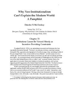 1  Why Neo-Institutionalism Can’t Explain the Modern World: A Pamphlet Deirdre N McCloskey