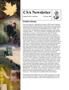CSA Newsletter Canadian Society of Agronomy November[removed]President’s Message