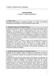 CONSEIL FRANCAIS DE L’ENERGIE  Contrat CFE-64 — Annexe 1 : annexe scientifique —  1. Titre du projet