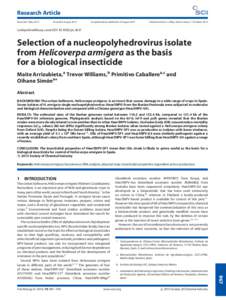 Selection of a nucleopolyhedrovirus isolate from Helicoverpa armigera as the basis for a biological insecticide