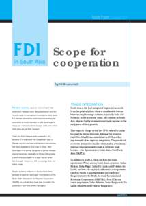 Issue Paper, December[removed]FDI in South Asia  Scope for