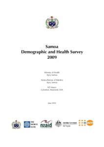 Samoa Demographic and Health Survey 2009 Ministry of Health Apia, Samoa