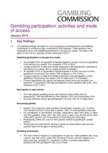 Survey data on gambling participation - year to December 2013