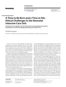 A Time to Be Born and a Time to Die: Ethical Challenges in the Neonatal Intensive Care Unit