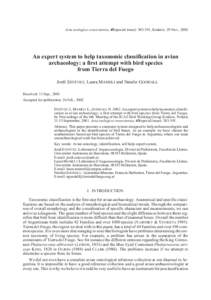 Acta zoologica cracoviensia, 45(special issue): , Kraków, 29 Nov., 2002  An expert system to help taxonomic classification in avian archaeology: a first attempt with bird species from Tierra del Fuego Jordi ESTÉ