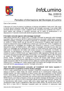 InfoLumino NoOttobrePeriodico d’informazione del Municipio di Lumino