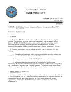 Department of Defense  INSTRUCTION NUMBER[removed], Volume 1407 January 6, 2012 USD(P&R)