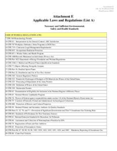 Attachment E DE-AC36-08GO28308 Modification M801 Attachment E Applicable Laws and Regulations (List A)