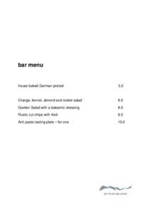 bar menu  house baked German pretzel 3.0
