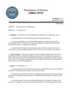 Department of Defense DIRECTIVE NUMBER[removed]December 23, 2014 USD(AT&L) SUBJECT: