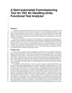 1 2 3 A Semi-automated Commissioning Tool for VAV Air Handling Units:
