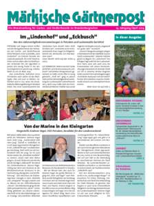 Märkische Gärtnerpost Die Monatszeitung für Garten- und Siedlerfreunde im Brandenburgischen Im „Lindenhof“ und „Eckbusch“  14. Jahrgang/April 2014