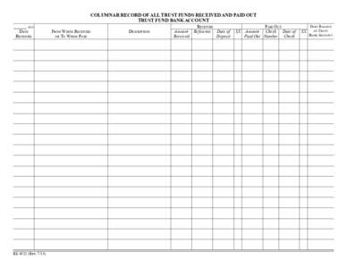 Columnar Record Of All Trust Funds Received And Paid Out Trust Fund Bank Account 	______ (yr.) Date	 	Received