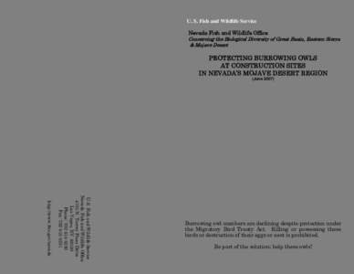 U. S. Fish and Wildlife Service Nevada Fish and Wildlife Office Conserving the Biological Diversity of Great Basin, Eastern Sierra & Mojave Desert
