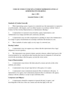 Oregon Department of Justice - Lay Rep Code of Conduct -OAH Contested