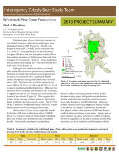 Interagency Grizzly Bear Study Team www.nrmsc.usgs.gov/research/igbst-home.htm Whitebark Pine Cone Production Mark A. Haroldson