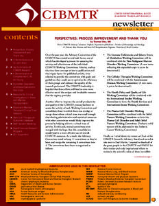 CENTER FOR INTERNATIONAL BLOOD & MARROW TRANSPLANT RESEARCH newsletter VOLUME 19, ISSUE 3, DECEMBER 2013