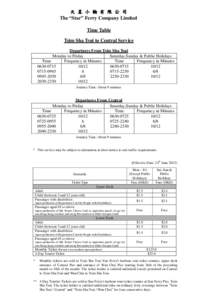 Time Table - Tsim Sha Tsui to Central Service