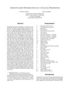 A ERODYNAMIC O PTIMIZATION OF A C OAXIAL P ROPROTOR J. Gordon Leishman∗