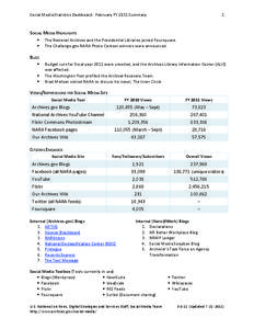 Social Media Statistics Dashboard: February FY 2011 Summary  1